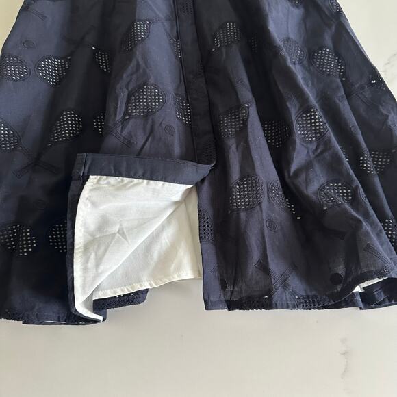 NWT Ann Taylor Navy Eyelet Tennis Racket Pattern Cotton Shirt Dress Size 0P - Picture 9 of 12